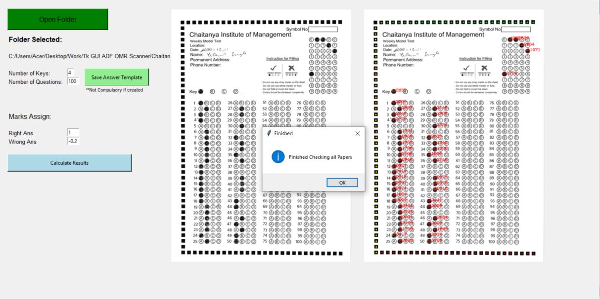 OMR checking system GUI